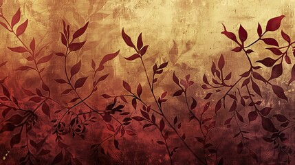 Poster - Abstract autumn wallpaper with sharp-edged leaves in earthy tones on a gradient backdrop