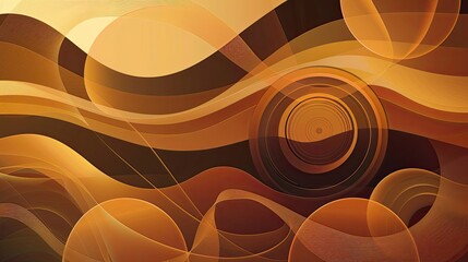 Canvas Print - Abstract autumn background with geometric spirals in warm earthy tones over gold