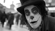 © designtoday - Mysterious Clown with Haunting Expression in Black and White