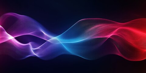 Wall Mural - Abstract waves of light in purple and blue hues, creating a dynamic, flowing visual effect.