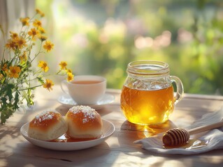 Canvas Print - cup of tea with honey