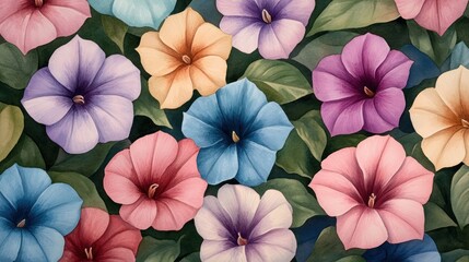 Poster - Watercolor Painting of Colorful Flowers.