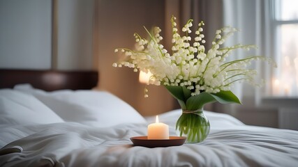 Canvas Print - lily of the valley on the bed