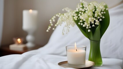 Canvas Print - lily of the valley on the bed