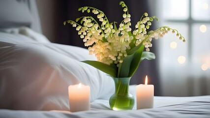 Canvas Print - lily of the valley on the bed