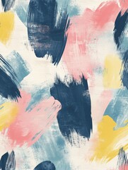 Poster - An abstract design features vibrant brush strokes in pink, blue, yellow, and white, creating a lively and dynamic visual texture