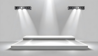 Wall Mural - white stage podium product sale spotlights background