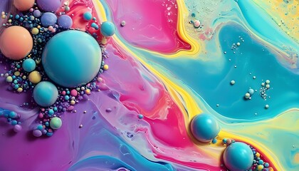 Wall Mural - Vibrant Fluid Acrylic Paint Flow in Abstract Design, Dynamic Color Patterns and Shapes in Wallpaper Art