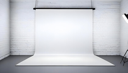 Wall Mural - white backdrop with a black studio light