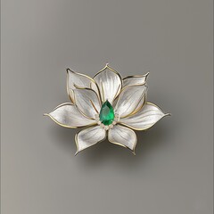 Canvas Print - Emerald Flower Brooch.