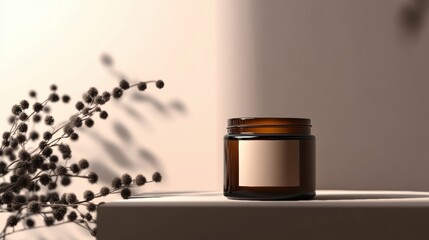 Mockup of a luxury candle jar with a space for the brand label, mockup.