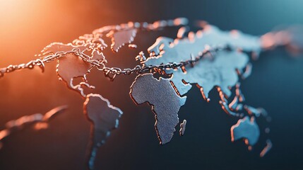 Poster - Stunning 3D rendering of a world map with a futuristic design, featuring vibrant colors and intricate details for global themes.