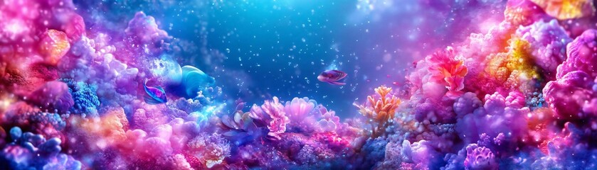 Wall Mural - A vibrant cosmic scene filled with colorful clouds and starry depths, perfect for digital art or fantasy backdrops.