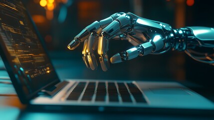 Poster - A robotic hand interacting with a laptop keyboard