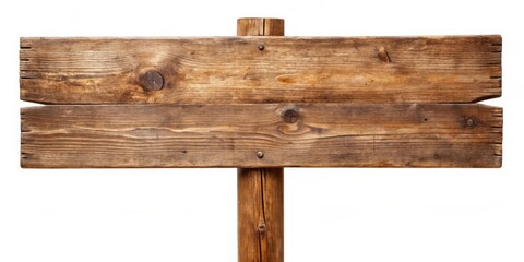 Aufkleber - Rustic brown wooden signpost hanging with blank space for text