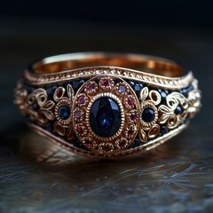 Canvas Print - Gold Ring With Sapphire.