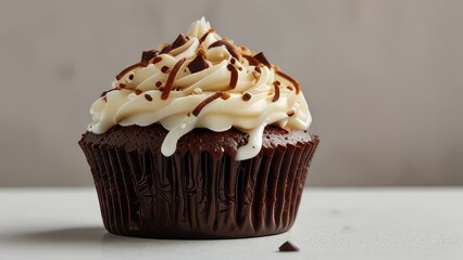 Wall Mural - One big Almond Joy Cupcake on isolated white background, Jpeg