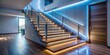 © InspireStock Gallery - Sleek and modern LED illuminated stairs at home