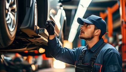 Detailed inspection of vehicle condition by a skilled mechanic in a professional garage, prioritizing optimal performance and safety.