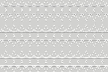 Wall Mural - White background, tribal cover design, banner. Geometric 3D pattern, embossing. Ethnic minimalist ornaments of the East, Asia, India, Mexico, Aztec, Peru in handmade style.