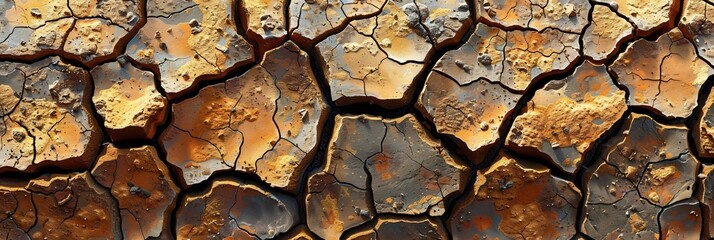 Canvas Print - Seamless texture of cracked dry earth with deep crevices and varying shades of brown perfect for desert or droughtthemed backgrounds and designs