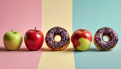 calorie comparison between a donut and an apple highlighting healthy dietary choices for improved nutrition