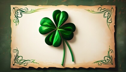 Wall Mural - Playful St. Patricks Day Invitation Featuring Vibrant Four-Leaf Clovers and Festive Design Elements