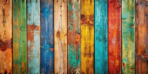 Poster - Abstract textured background made of multicolored vintage wood with a rustic feel
