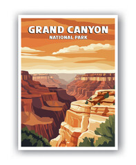 Grand Canyon, National Park Illustration Art. Travel Poster Wall Art. Minimalist Vector art