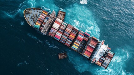 Poster - Cargo ships stranded in the ocean, unable to dock due to trade restrictions, maritime trade barrier, shipping crisis