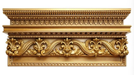 Rectangular gilded cornice with intricate details for ornate architectural decoration