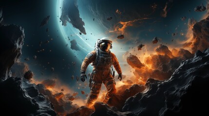 An astronaut in the space.