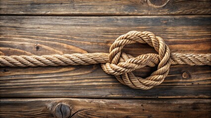 Aufkleber - Rope knot on wooden background with rustic charm