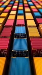 Aufkleber - Colorful shipping containers, aerial view
