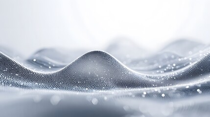 Poster - Abstract Silver Wavy Dotted Grid Surface