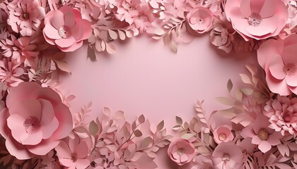 Wall Mural - Elegant Pink Floral Background with Customizable Message Space