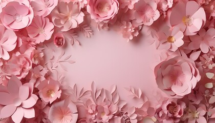 Wall Mural - Elegant Pink Floral Background with Customizable Message Space