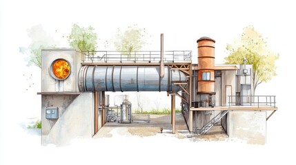 Poster - Industrial facility with modern design and energy production