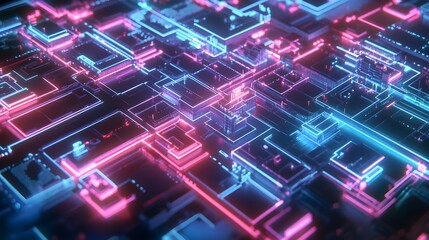 Poster - Abstract Neon Glow Lines Futuristic Technology Background
