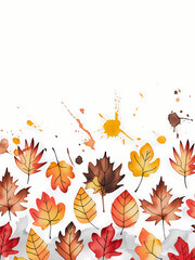 Wall Mural - autumn background, frame with leaves, fall theme stationery, lined page notepad 