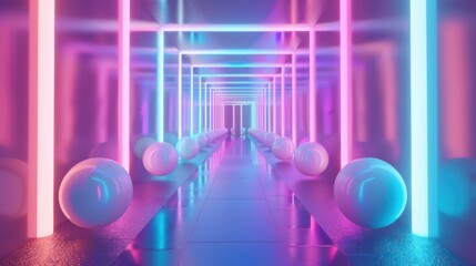 Canvas Print - Neon Lights Tunnel