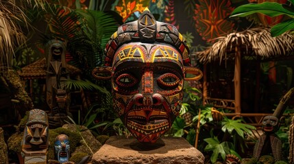 Sticker - Tribal Mask in Jungle Setting