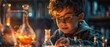 © Dalibor - A young boy experimenting with a chemistry set, showcasing curiosity, imagination, and the pursuit of knowledge.