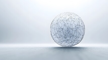 Poster - A wireframe sphere hovering over a white surface