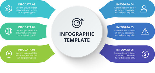 Wall Mural - Creative concept for infographic with 6 steps, options, parts or processes. Business data visualization.