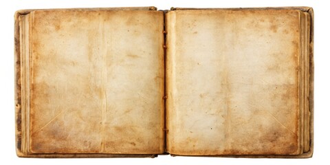 Poster - Blank vintage book with aged pages and worn cover, perfect for adding text or overlaying images