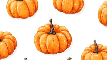 Sticker - Seamless pumpkin pattern on white background