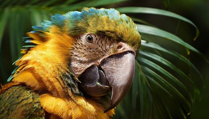 Opulent gold parrot with tropical details