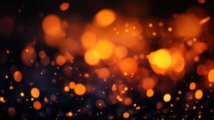 Poster - Abstract orange and black fire bokeh blur background border