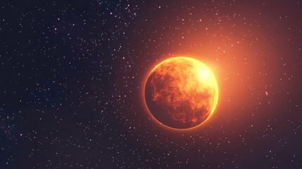 Wall Mural - sunrise from space with stars and the sun in a 3d cartoon rendering